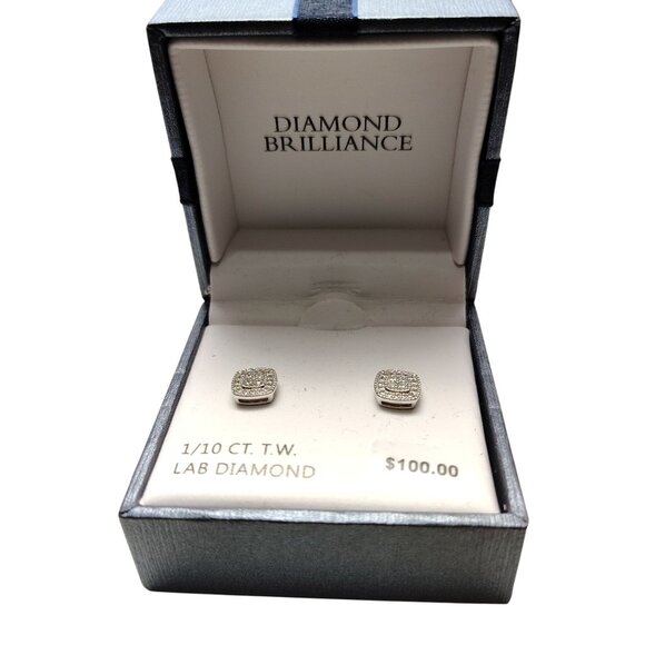 Diamond Brilliance 1/10 Ct. T.W. Lab Diamond Square Stud Earrings In Gift Box - Picture 4 of 5
